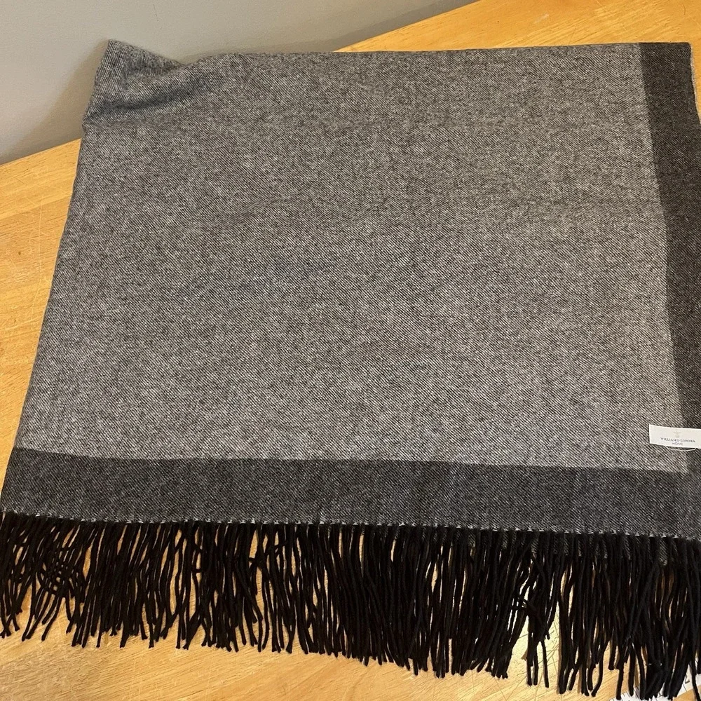 Williams Sonoma Cashmere Wool Blanket Throw‎ Black Gray 50